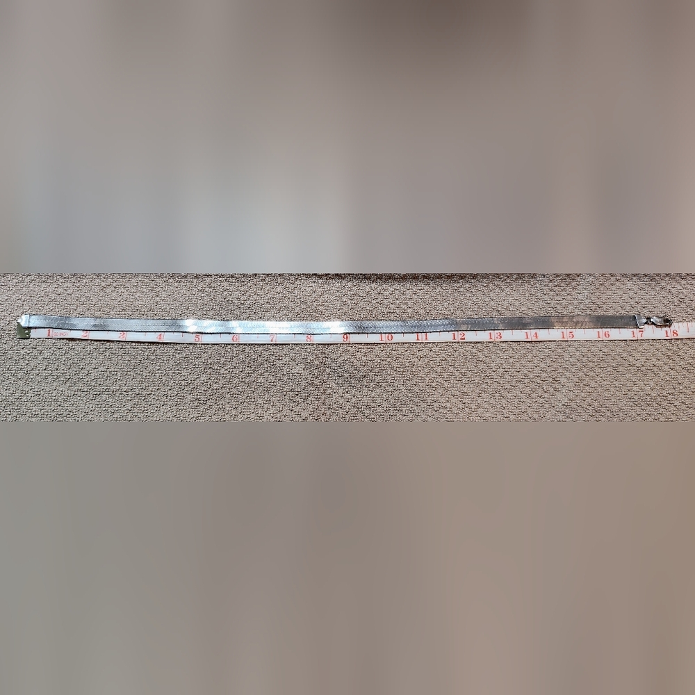 Thick Sterling Silver Choker Necklace 18" long FLAT - Picture 6 of 9